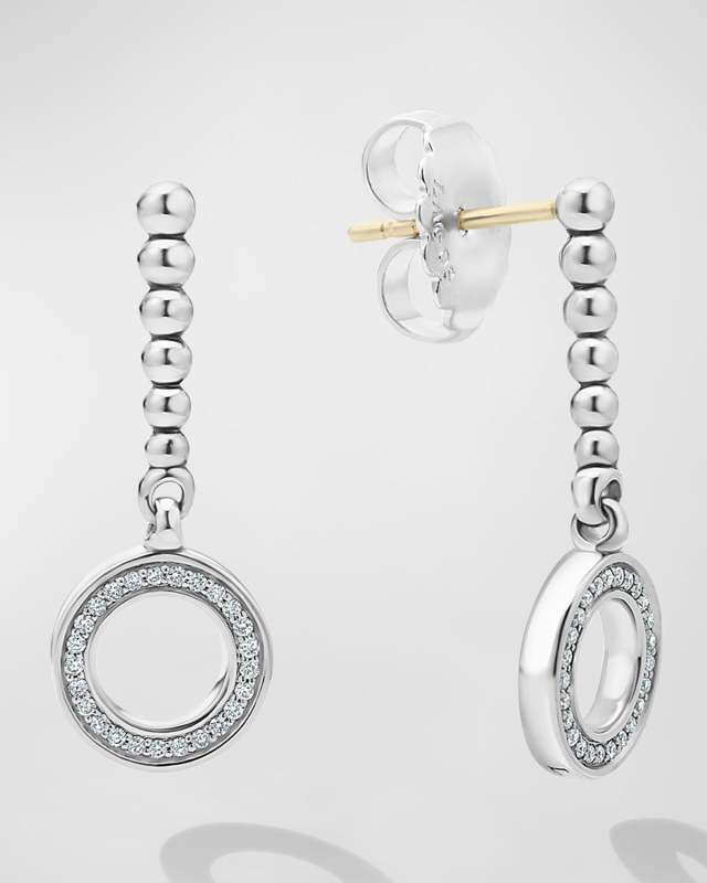 Caviar Spark Diamond Circle Drop Earrings